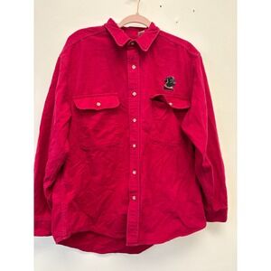 Vintage 90s Gander Mountain Heavy Chamois Shirt Maroon Hunting Outdoor Dog Large
